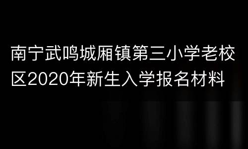 南宁武鸣城厢镇第三小学老校区2020年新生入学报名材料
