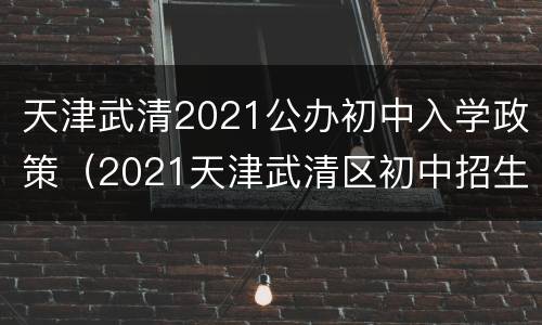 天津武清2021公办初中入学政策（2021天津武清区初中招生）
