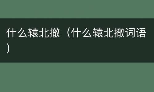 什么辕北撤（什么辕北撤词语）