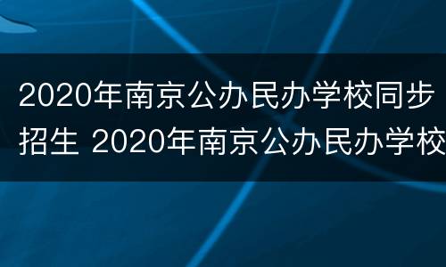 2020年南京公办民办学校同步招生 2020年南京公办民办学校同步招生吗