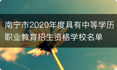 南宁市2020年度具有中等学历职业教育招生资格学校名单
