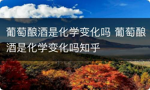 葡萄酿酒是化学变化吗 葡萄酿酒是化学变化吗知乎