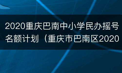 2020重庆巴南中小学民办摇号名额计划（重庆市巴南区2020小学招生）