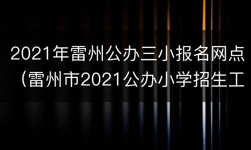 2021年雷州公办三小报名网点（雷州市2021公办小学招生工作）