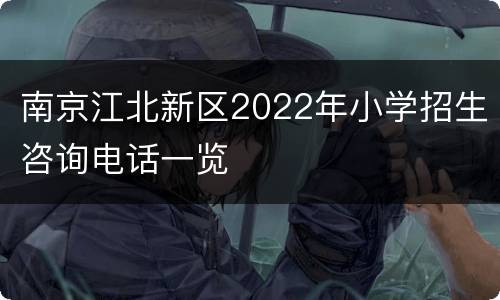 南京江北新区2022年小学招生咨询电话一览