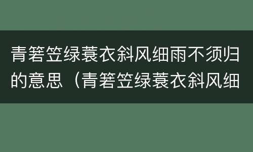 青箬笠绿蓑衣斜风细雨不须归的意思（青箬笠绿蓑衣斜风细雨不须归的意思30字）