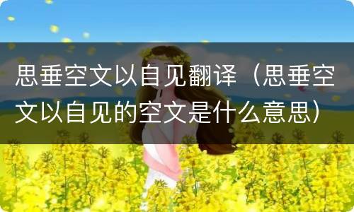 思垂空文以自见翻译（思垂空文以自见的空文是什么意思）