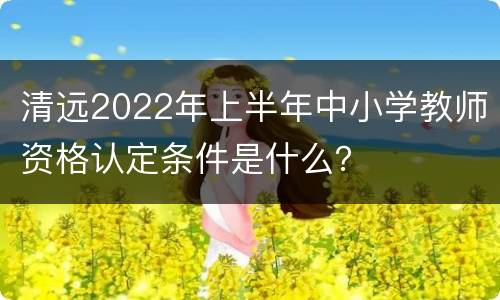 清远2022年上半年中小学教师资格认定条件是什么？