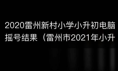 2020雷州新村小学小升初电脑摇号结果（雷州市2021年小升初摇号时间）