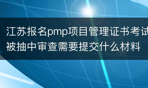 江苏报名pmp项目管理证书考试被抽中审查需要提交什么材料