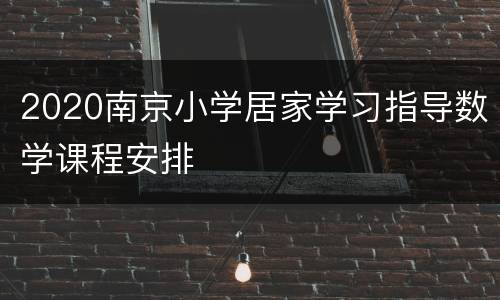 2020南京小学居家学习指导数学课程安排