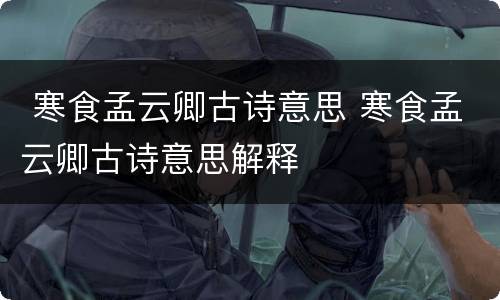  寒食孟云卿古诗意思 寒食孟云卿古诗意思解释