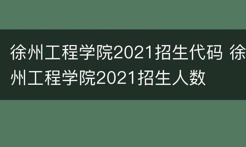徐州工程学院2021招生代码 徐州工程学院2021招生人数