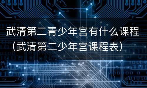 武清第二青少年宫有什么课程（武清第二少年宫课程表）