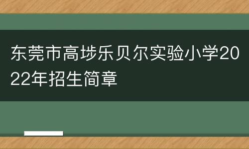 东莞市高埗乐贝尔实验小学2022年招生简章