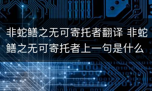 非蛇鳝之无可寄托者翻译 非蛇鳝之无可寄托者上一句是什么