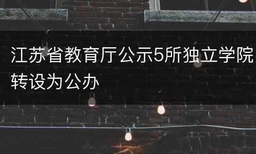 江苏省教育厅公示5所独立学院转设为公办