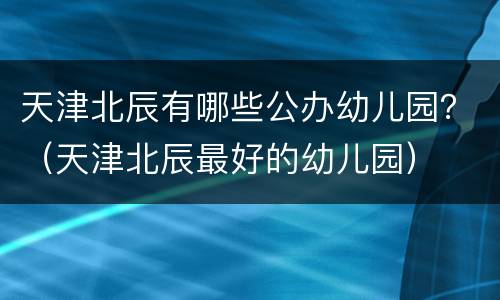 天津北辰有哪些公办幼儿园？（天津北辰最好的幼儿园）