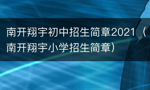 南开翔宇初中招生简章2021（南开翔宇小学招生简章）