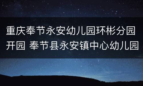 重庆奉节永安幼儿园环彬分园开园 奉节县永安镇中心幼儿园