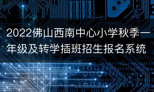 2022佛山西南中心小学秋季一年级及转学插班招生报名系统入口