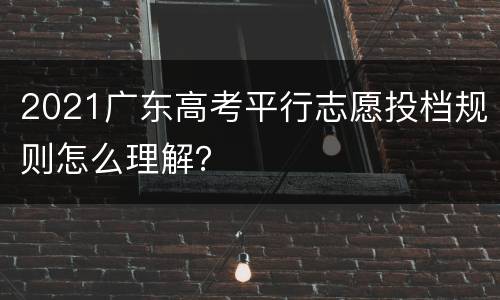 2021广东高考平行志愿投档规则怎么理解？