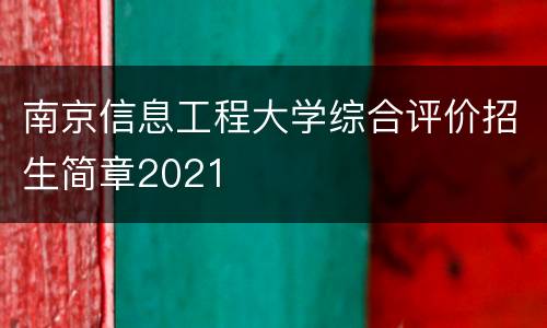 南京信息工程大学综合评价招生简章2021