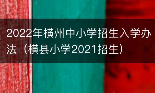 2022年横州中小学招生入学办法（横县小学2021招生）