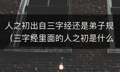 人之初出自三字经还是弟子规（三字经里面的人之初是什么意思）