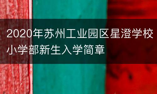 2020年苏州工业园区星澄学校小学部新生入学简章