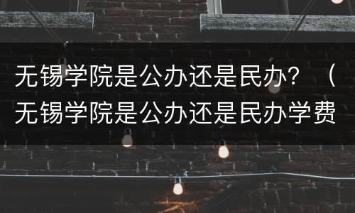 无锡学院是公办还是民办？（无锡学院是公办还是民办学费多少）