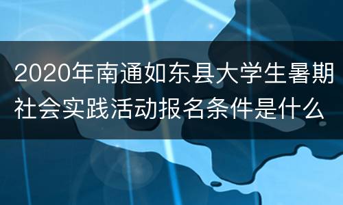 2020年南通如东县大学生暑期社会实践活动报名条件是什么？