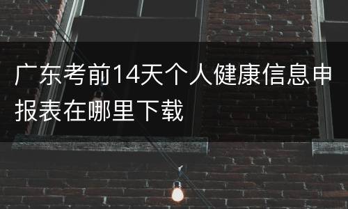 广东考前14天个人健康信息申报表在哪里下载