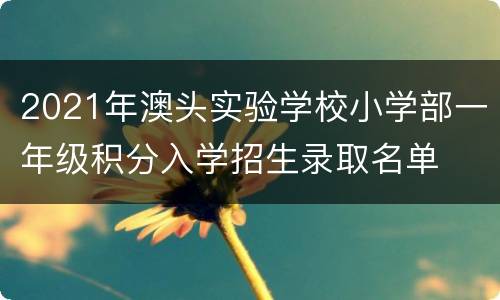 2021年澳头实验学校小学部一年级积分入学招生录取名单