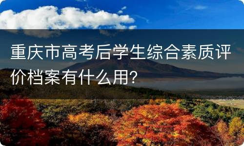 重庆市高考后学生综合素质评价档案有什么用？