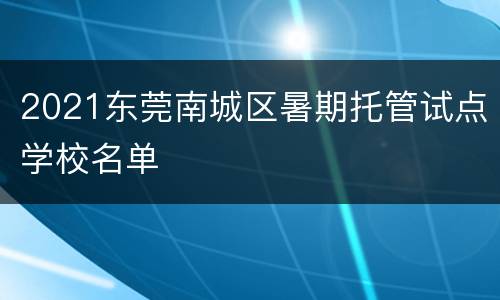 2021东莞南城区暑期托管试点学校名单