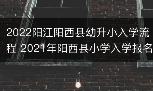 2022阳江阳西县幼升小入学流程 2021年阳西县小学入学报名