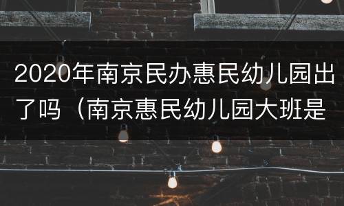 2020年南京民办惠民幼儿园出了吗（南京惠民幼儿园大班是否收费）
