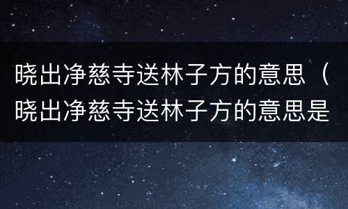 晓出净慈寺送林子方的意思（晓出净慈寺送林子方的意思是什么意思）