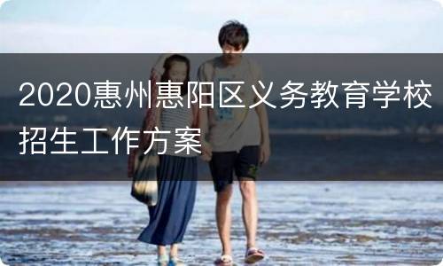 2020惠州惠阳区义务教育学校招生工作方案