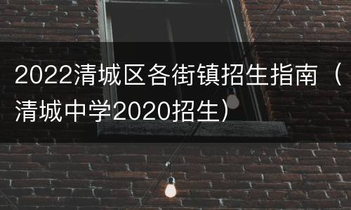 2022清城区各街镇招生指南（清城中学2020招生）