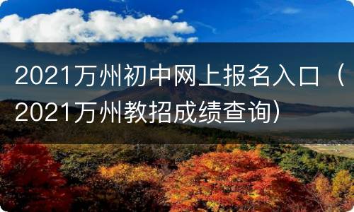 2021万州初中网上报名入口（2021万州教招成绩查询）