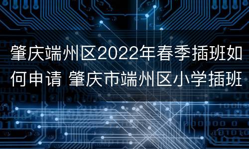 肇庆端州区2022年春季插班如何申请 肇庆市端州区小学插班生条件
