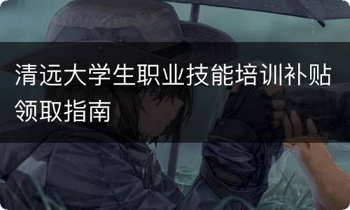 清远大学生职业技能培训补贴领取指南