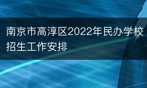 南京市高淳区2022年民办学校招生工作安排