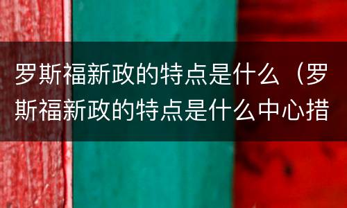 罗斯福新政的特点是什么（罗斯福新政的特点是什么中心措施是什么）