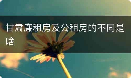 甘肃廉租房及公租房的不同是啥