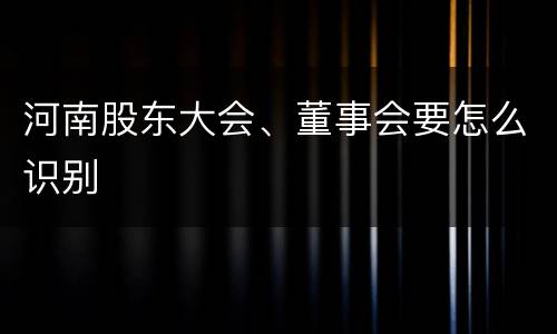 河南股东大会、董事会要怎么识别