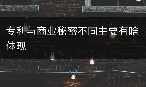 专利与商业秘密不同主要有啥体现