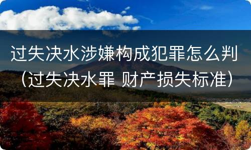 过失决水涉嫌构成犯罪怎么判（过失决水罪 财产损失标准）